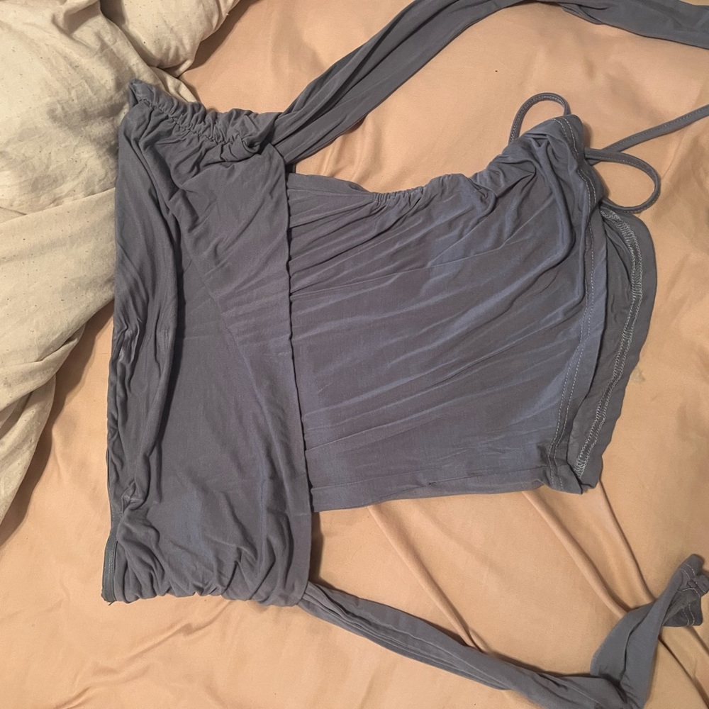 Edikted off shoulder Stylish Blue Ruched Top